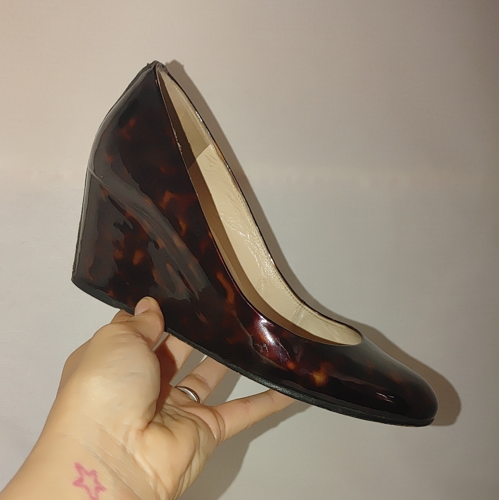 Christian Louboutin Tortoise Patent Leather Wedge